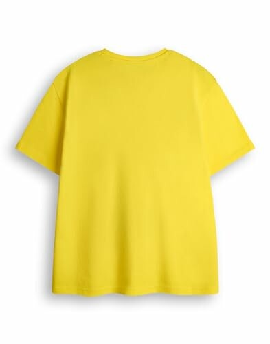 Vue arrière d'un t-shirt jaune uni.