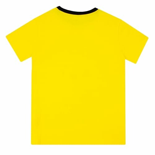 Vue arrière d'un t-shirt jaune avec col noir